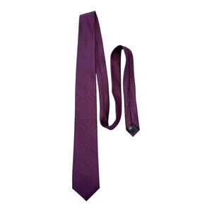 Calvin Klein Men's Silk Tie – Plum Purple Geometric Pattern – 58" – 100% Silk –